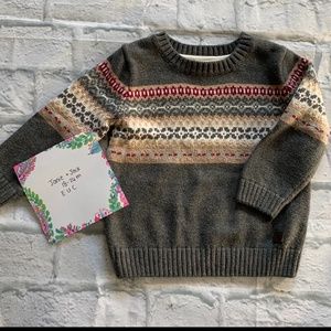 Janie and Jack gray fair isle sweater 18-24 mos.